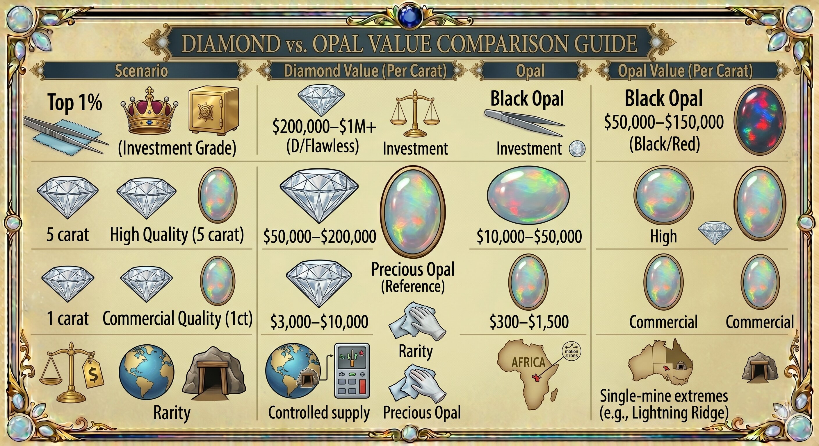 Diamond VS opal value